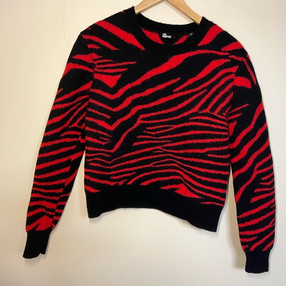 The Kooples Red and Black Wool Sweater Size Small